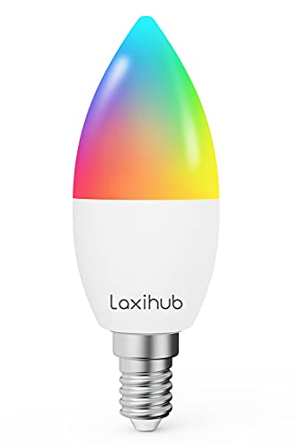 Laxihub Bombilla Inteligente Alexa Regulable Led E14 Rgb Bombilla de Luz Cambia de Color Wlan Smart Life Multicolor Compatible con Alexa, Google, 1Pc