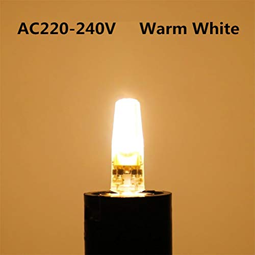 ZSZT G4 LED Bombilla de COB, AC 220V 2W G4 Lámpara Equivalente a Lámpara Halógena 25W, 2700K Luz Blanca Cálida Luz Impermeable Paquete de 5