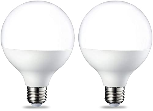 Amazon Basics - Bombilla LED E27, G93, estilo globo, con rosca Edison, 14,5 W (equivalente a 100 W), brillante y cálida,no regulable, paquete de 2