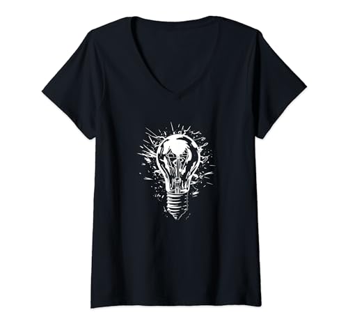 Piensa en el símbolo de la idea de la bombilla Camiseta Cuello V
