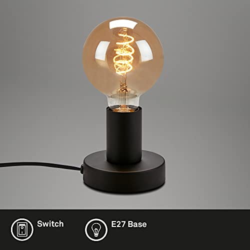 Briloner - Lámpara de mesa (1 bombilla E27, máx. 10 W, incluye interruptor de cable, 100 x 90 mm), color negro (7023-015)