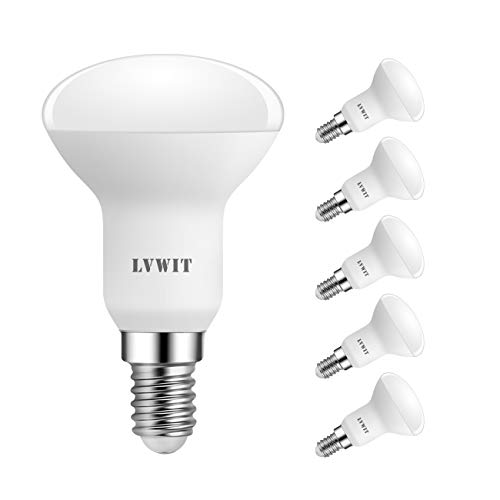 LVWIT Bombillas Reflectora LED E14 (Casquillo Fino) - 5W equivalente a 40W, 470 lúmenes, Color blanco frío 6500K, No regulable - Pack de 6 Unidades