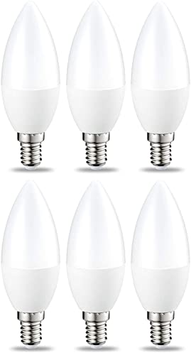 Amazon Basics - Bombilla de vela pequeña LED E14, Edison, 5,5 W (equivalente a 40 W), blanco cálido, no regulable, paquete de 6