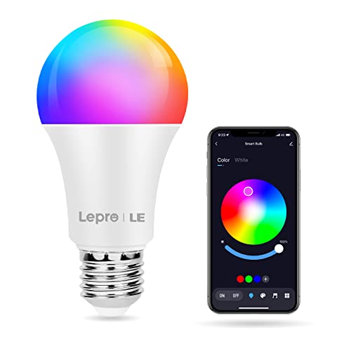 Lepro Bombilla Colores LED, Bombilla Regulable E27 RGBW (2700K-6500K) 9W,LED Cambio de Color con Contol Bluetooth para Decoración, Bar, Fiesta (paquete de 1)