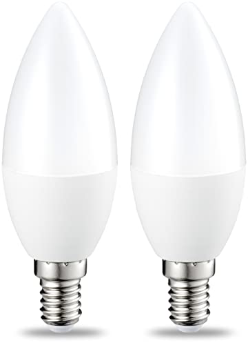 Amazon Basics - Bombilla de vela pequeña LED E14, Edison, 5,5 W (equivalente a 40 W), blanco cálido, no regulable, paquete de 2
