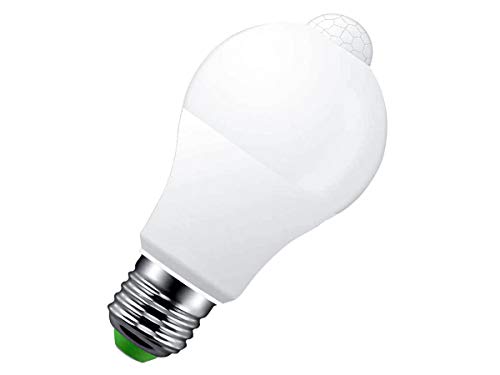 LEDLUX Lámpara LED E27 con sensor de movimiento infrarrojo 7 W 560 lúmenes forma bombilla A60 blanco frío 6500 K (1)