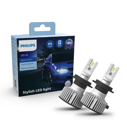 Philips Ultinon Pro3021 LED faros delanteros (H7), luz blanca fría de 6.000K, paquete doble