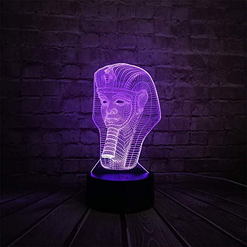 3D Led Esfinge egipcia Faraón Bombilla Lámpara USB Noche Luz táctil RGB Colores Cambio de habitación Decoración Regalo