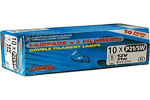 Lam58063 - Caja 10 lámparas Bombillas 2 filamentos homologada p21/5w 12v bay15d e (10ud)