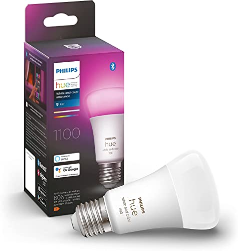Philips Hue - Bombilla LED Inteligente, A60 E27, Luz Blanca y de Colores, 9W (Eq. 75W) 1100 lúmens, Compatible con Alexa y Google Home