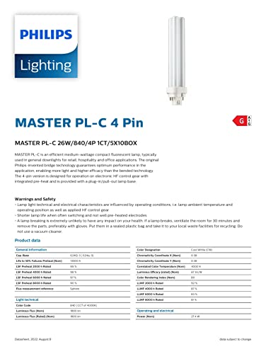 Philips Master PL-C 26W 840 4P G24q-3 - Bombilla fluorescente compacta (10 unidades)