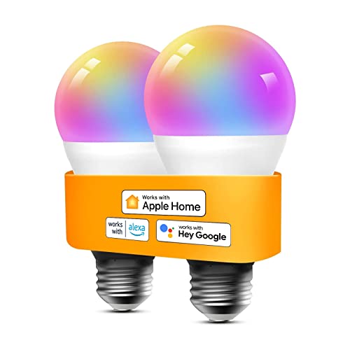 Refoss Bombilla LED Inteligente WiFi - Multicolor Regulable, Mando a distancia, 9W E27, 2700-6500 K, Compatible con Apple HomeKit, Alexa Echo y Google Home, Paquete de 2