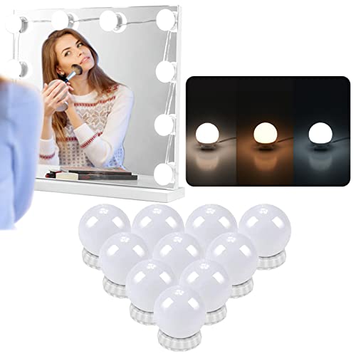 Luces para Espejo de Maquillaje: LED Luces Tocador Estilo Hollywood, Kit Espejo 10 Bombillas Regulables 3 Modos Color Luz Espejo Maquillaje Tocador Espejo Baño - Luces para Espejo de Maquillaje