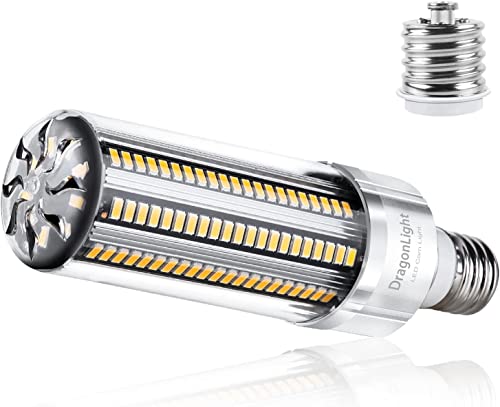 DragonLight Bombilla LED de maíz superbrillante de 54W (equivalente a 400W) – Bombilla LED de base grande E27/E40 – 6500K luz diurna 6200lúmenes para iluminación de techo comercial de gran área
