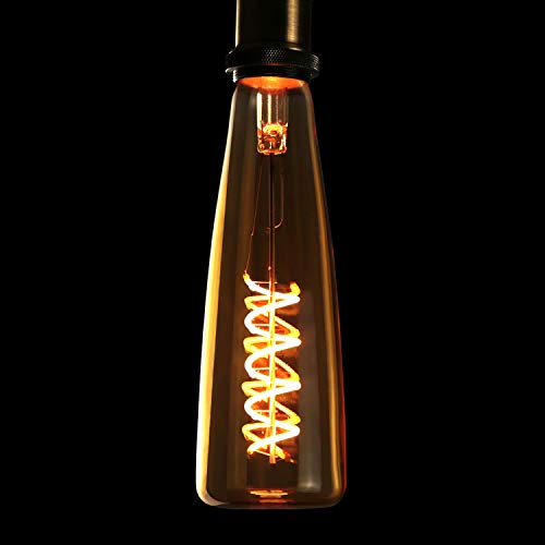 GBLY Bombilla LED retro, Bombilla E27 Edison en forma de botella de vino, 4W, blanco cálido 2200K, color dorado, bombilla de filamento espiral decorativo