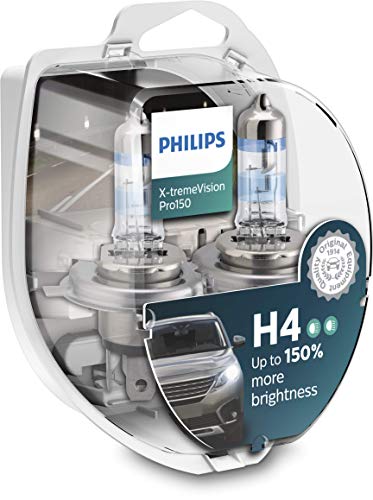 Philips X-tremeVision Pro150 H4 bombilla faros delanteros +150%, paquete doble