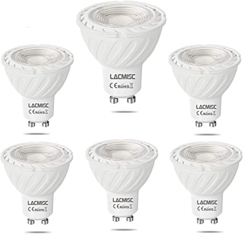 Lacmisc Bombillas LED GU10, 7W Regulable Blanco Cálido 3000K Equivalente 60W Halógena, AC 220V-240V, 550LM