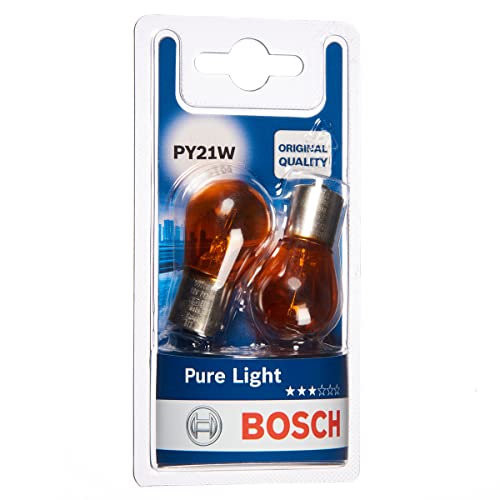 Bosch PY21W Pure Light x2 Lámparas Incandescente para vehículos, 12 V 21 W BAU15s, amarillo