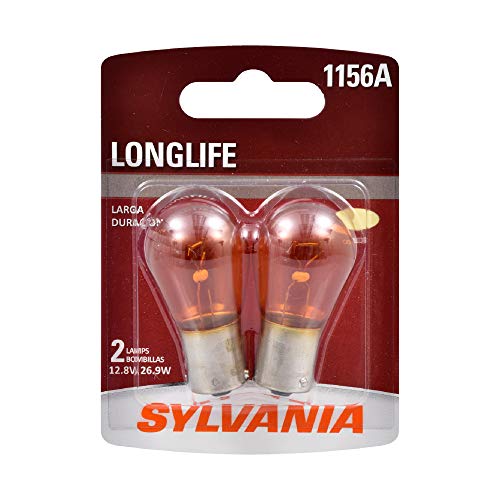 SYLVANIA - 1156A Long Life Miniature - Amber Bulb, Ideal for Park and Turn Lights (Contains 2 Bulbs)