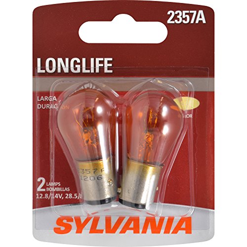 SYLVANIA - 2357A Long Life Miniature - Amber Bulb, Ideal for Park and Turn Lights (Contains 2 Bulbs)