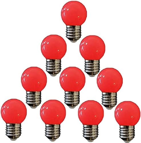 Bombilla LED Globo Rojo G45 230V 3W E27 [10 estucos] [Clase de eficiencia energética F]