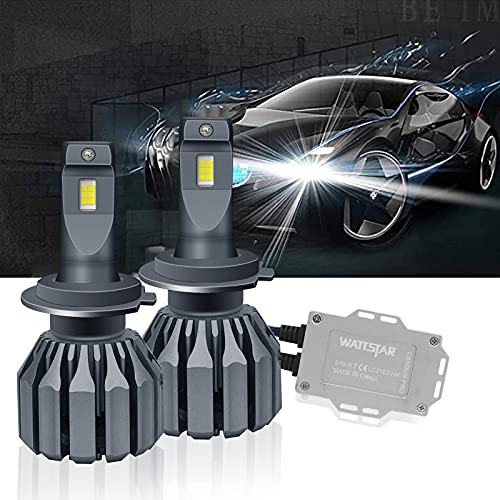 wattstar Kit de conversión de bombillas de faros LED, 64W Super Bright Hi/Lo Beam faro con ventilador, Flip IP67 9600 LM 6500K blanco 2-Pack (S19-D-H7, H7 with CANBUS)