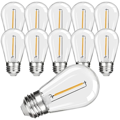 Suncan Bombilla LED Edison S14 E27, 1 W = 5 W, vintage, filamento, plástico, blanco cálido 2200 K, ángulo de haz de 360°, no regulable, 10 unidades
