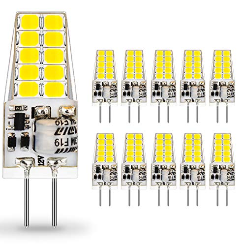 Auting Bombillas G4 LED 12V, 3W 20 * 2835 Equivalente a la Lámpara Halógena de 30W, No Regulable,300LM,Blanco frío 6000K,Ángulo de haz de 360°-10 Piezas