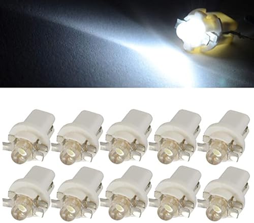 10 bombillas LED T5 B8.5D para salpicadero, cuadro de mando, color blanco, 12 V