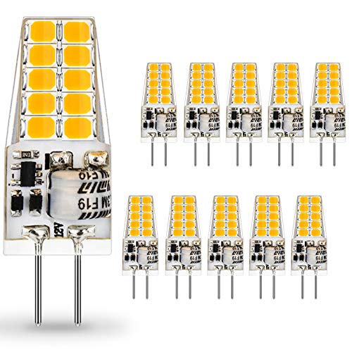 Auting Bombillas LED G4 de 3W, Equivalente a Bombilla Halógena de 30W, 300lm Blanco Cálido 3000K Lámpara LED G4, DC/AC 12V, No Regulable, Ángulo de haz de 360 °, Paquete de 10