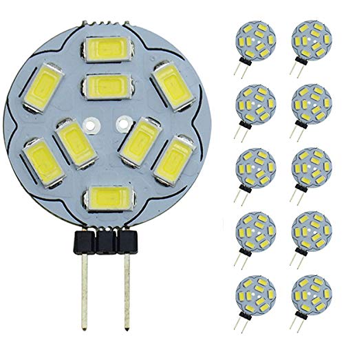 Bombillas LED regulables Pocketmant G4, reemplazo de 20 vatios para luz halógena, bombillas LED DC 12V 200LM G4, paquete de 10, blanco frío [Clase de eficiencia energética A +]